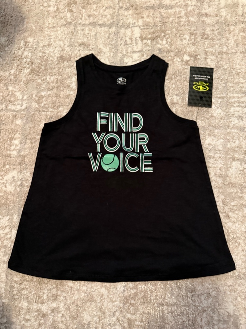 Athletic Works Black Tank with Mint 'Find Your Voice' Graphic size M -NWT